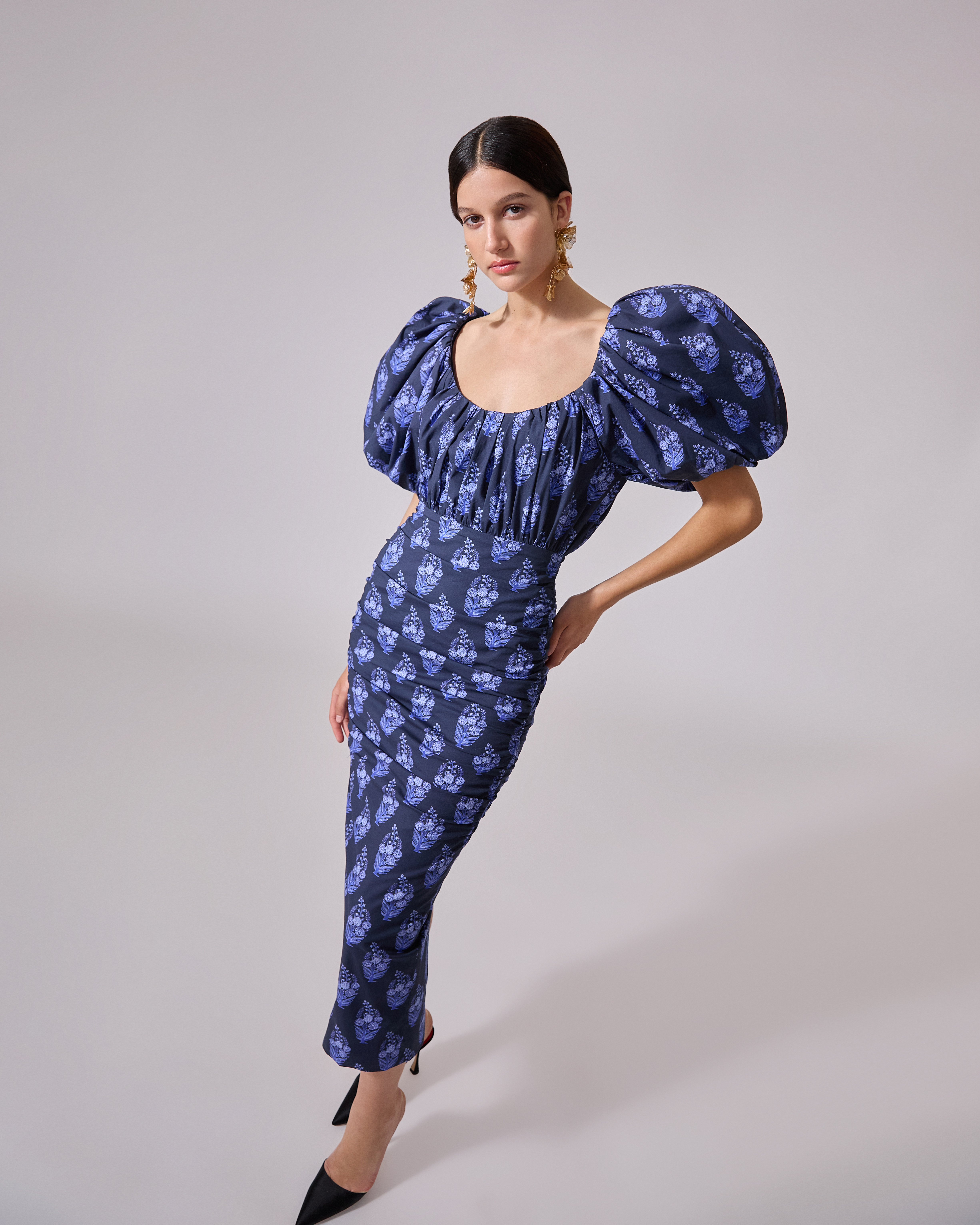 Floral Block-Print Midi Dress - 4