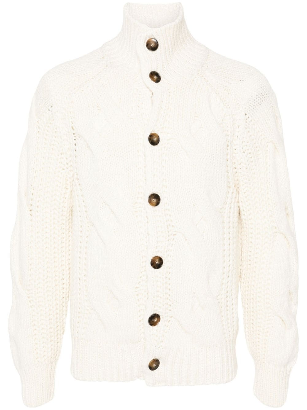 braided ribbed cardigan - 1