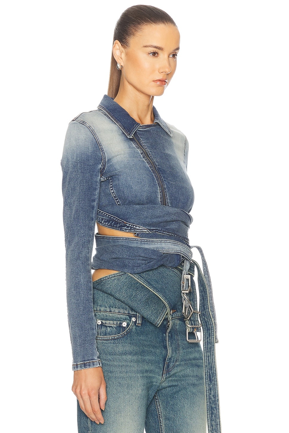 Wrap Fitted Denim Jacket - 2