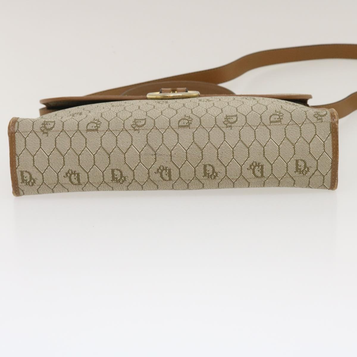 DIOR Honeycomb Canvas Hand Bag Leather Beige - 5