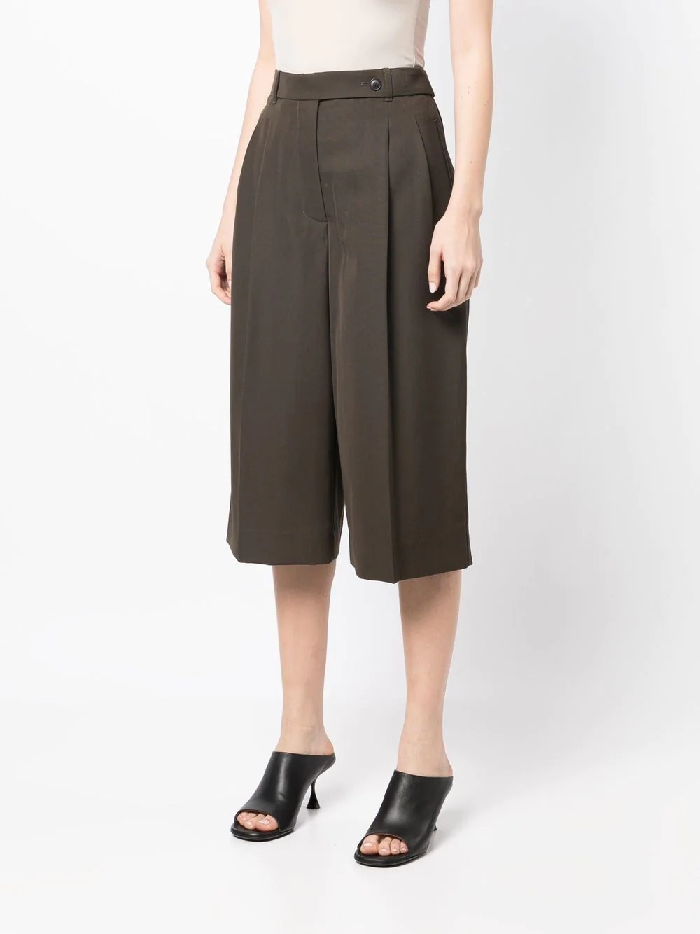 belted pleated cropped trousers - 3