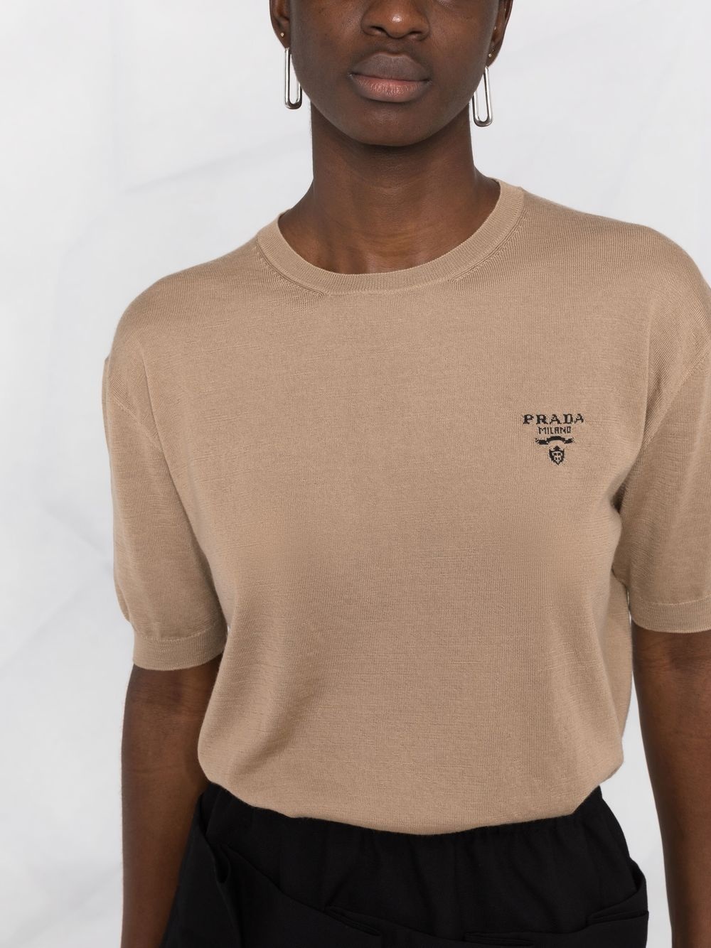 embroidered-logo knit top - 5