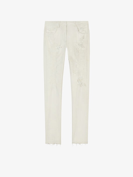 SLIM FIT JEANS IN DESTROYED DENIM - 1