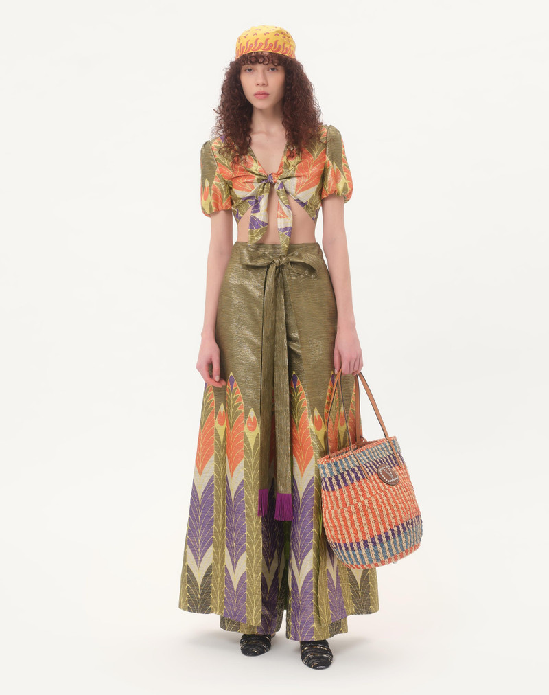 Valentino LUREX PANTS WITH VOYAGE IMAGINAIRE PRINT outlook