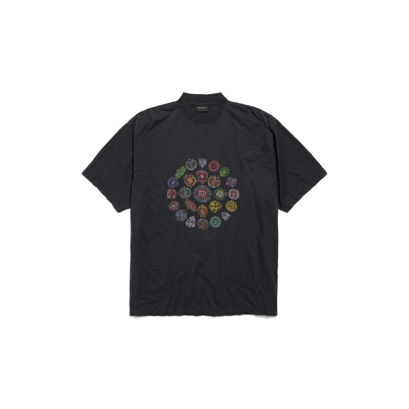 Men's Spiral Crest T-shirt Medium Fit in Black Faded - 1