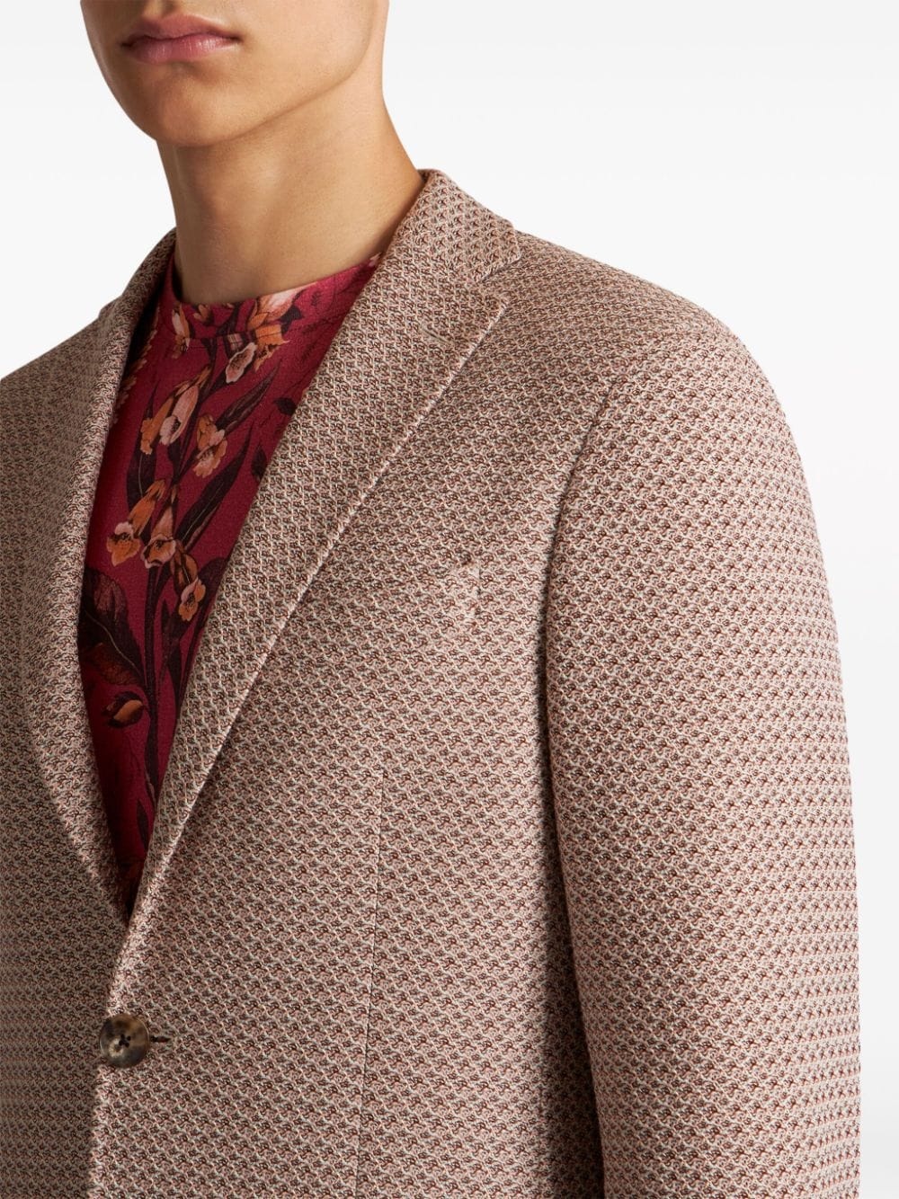 patterned-jacquard cotton blazer - 5