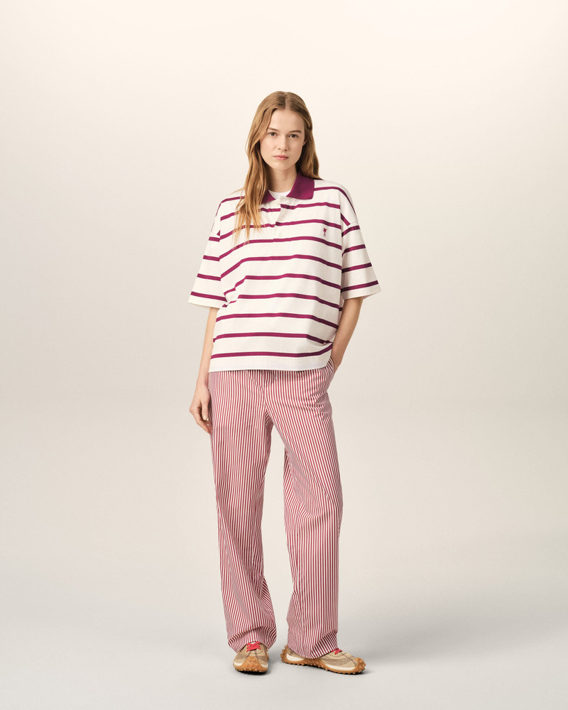 WHITE COTTON POLO WITH AMI DE COEUR ARROW 3