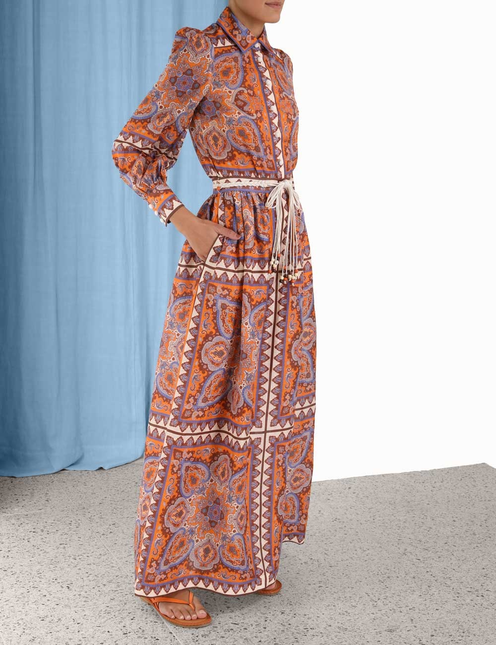ZIMMERMANN Luminosity painterly-print maxi skirt - Orange