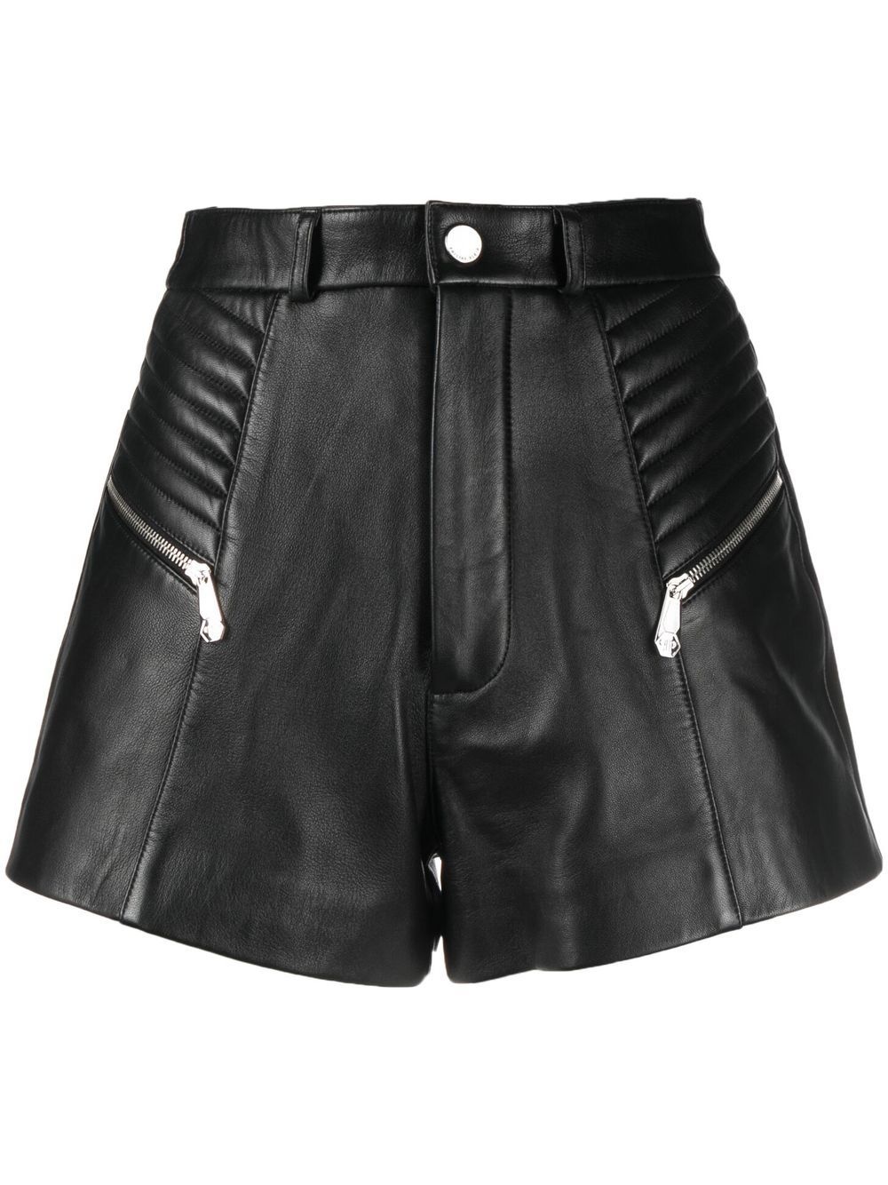 zipper-detail leather shorts - 1