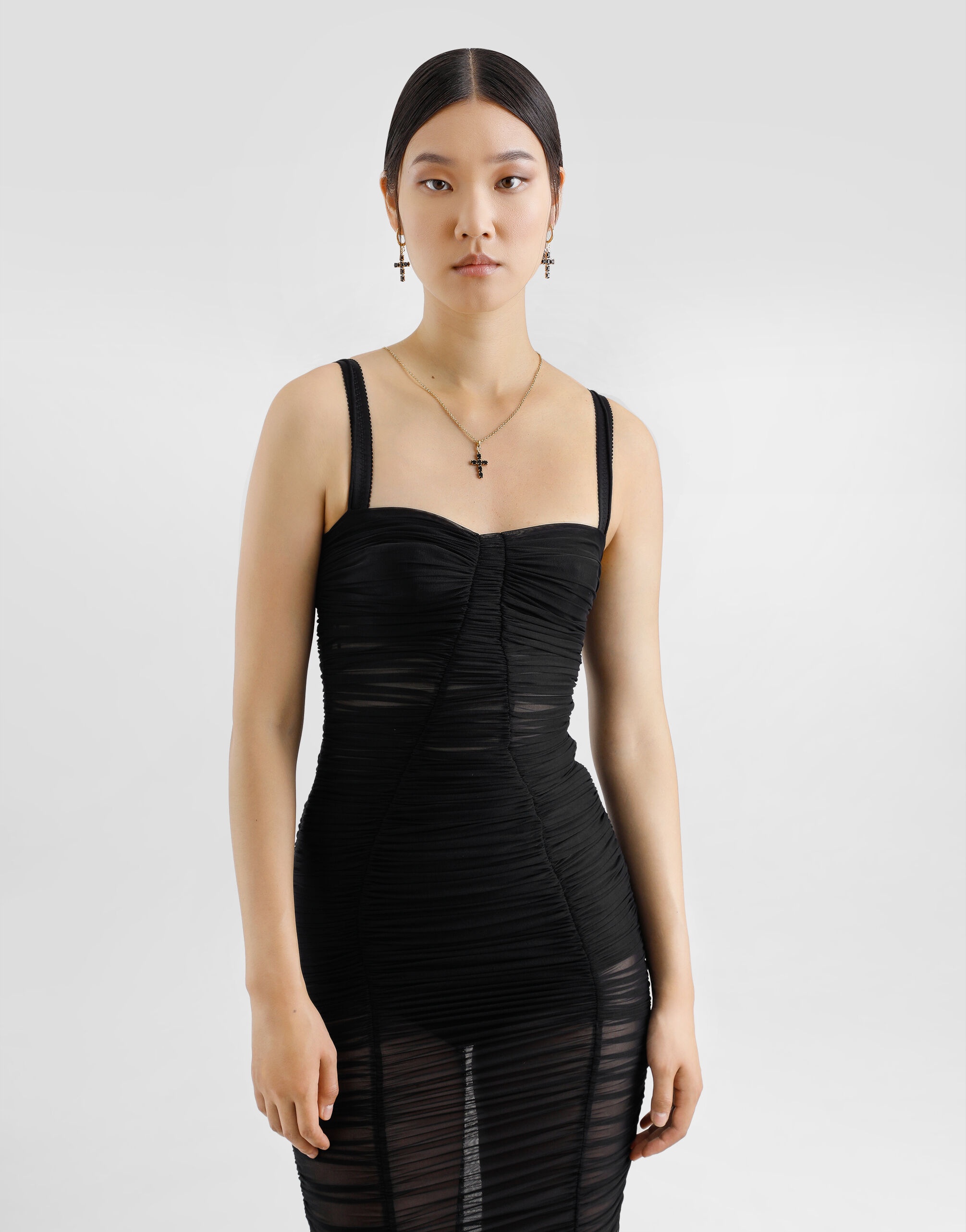 Calf-length stretch tulle slip dress - 5