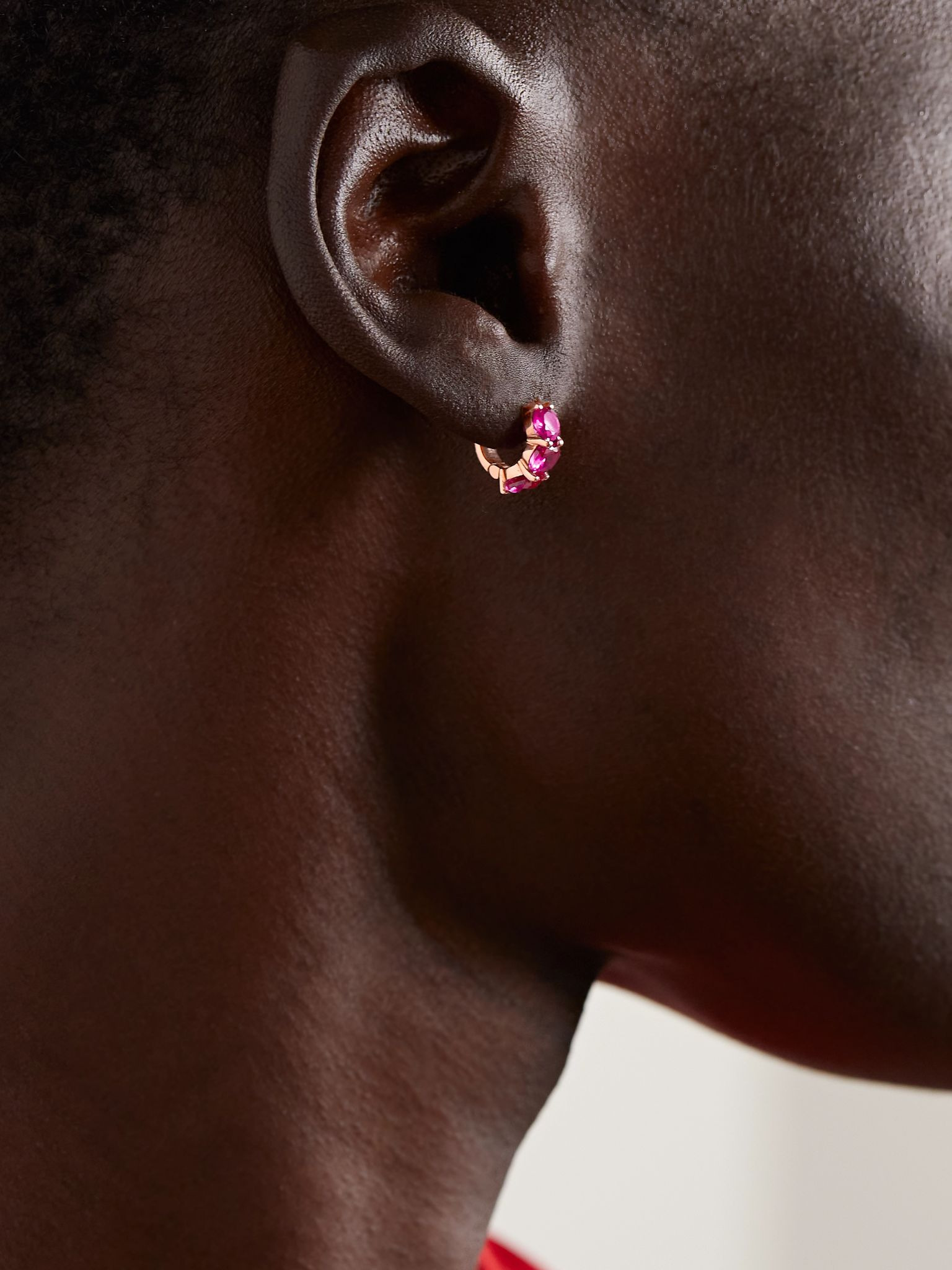 18-karat rose gold ruby hoop earrings Gold - 2
