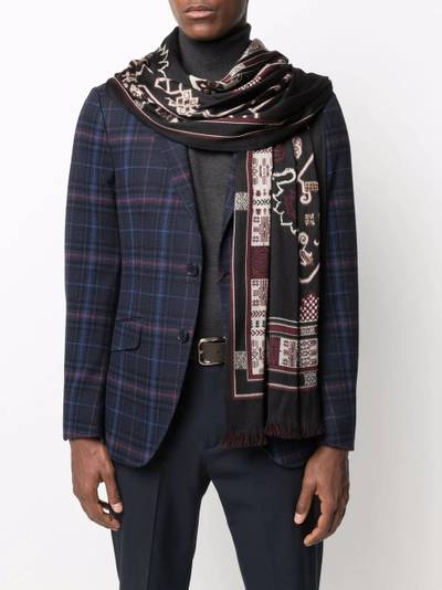 Etro geometric-print fringed-edge scarf outlook