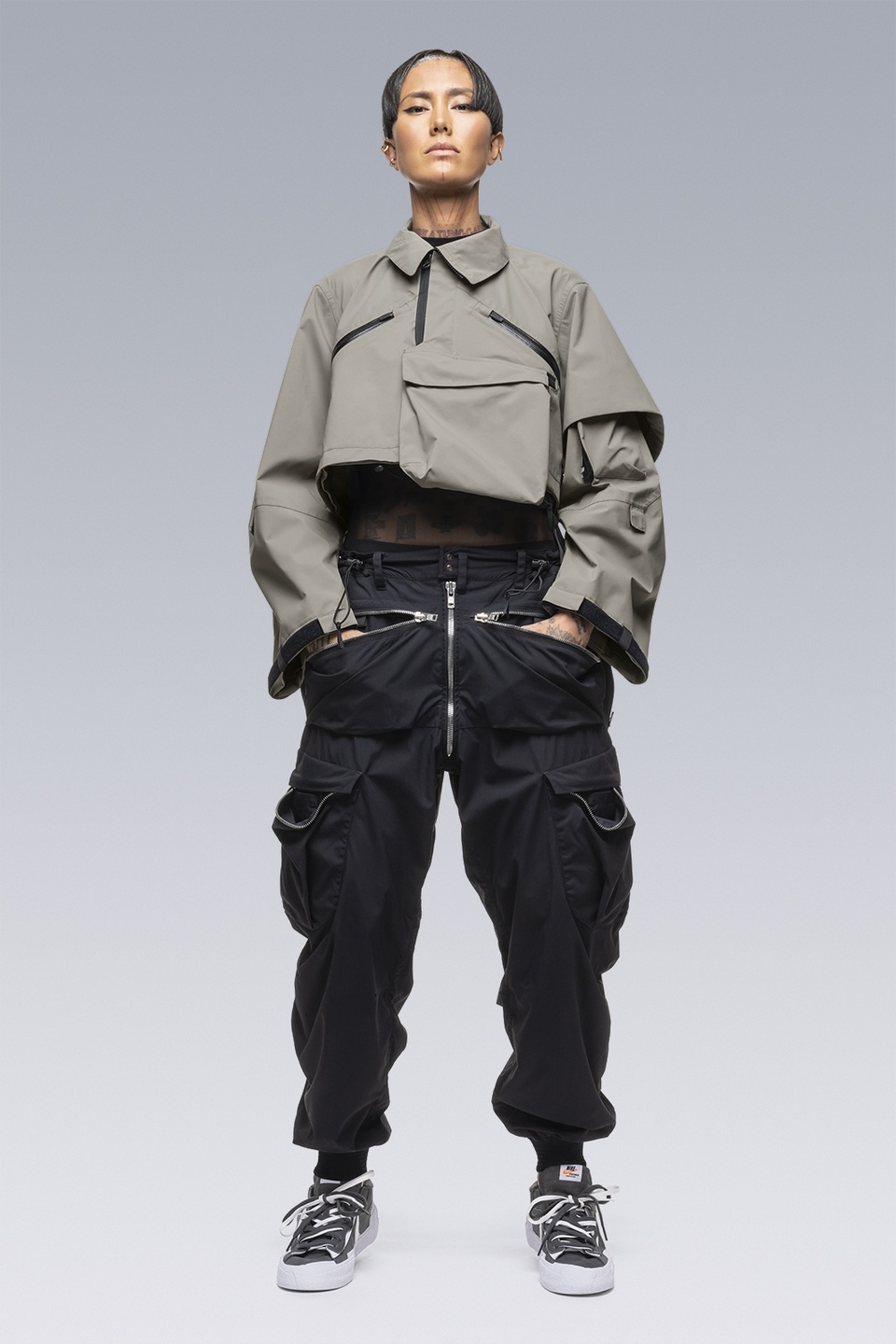 ACRONYM SAC-J6011 sacai / ACRONYM Crop Jacket Black | REVERSIBLE ACRONYM SAC-J6011 sacai / ACRONYM Crop Jacket Black | REVERSIBLE