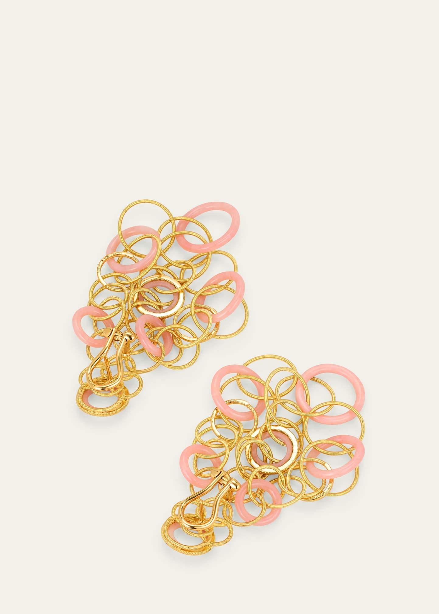 Hawaii 18K Yellow Gold Pink Opal Earrings, 7cm - 4