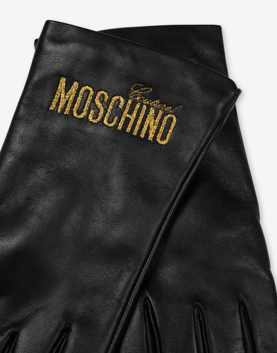 Moschino LOGO EMBROIDERY NAPPA LEATHER GLOVES outlook