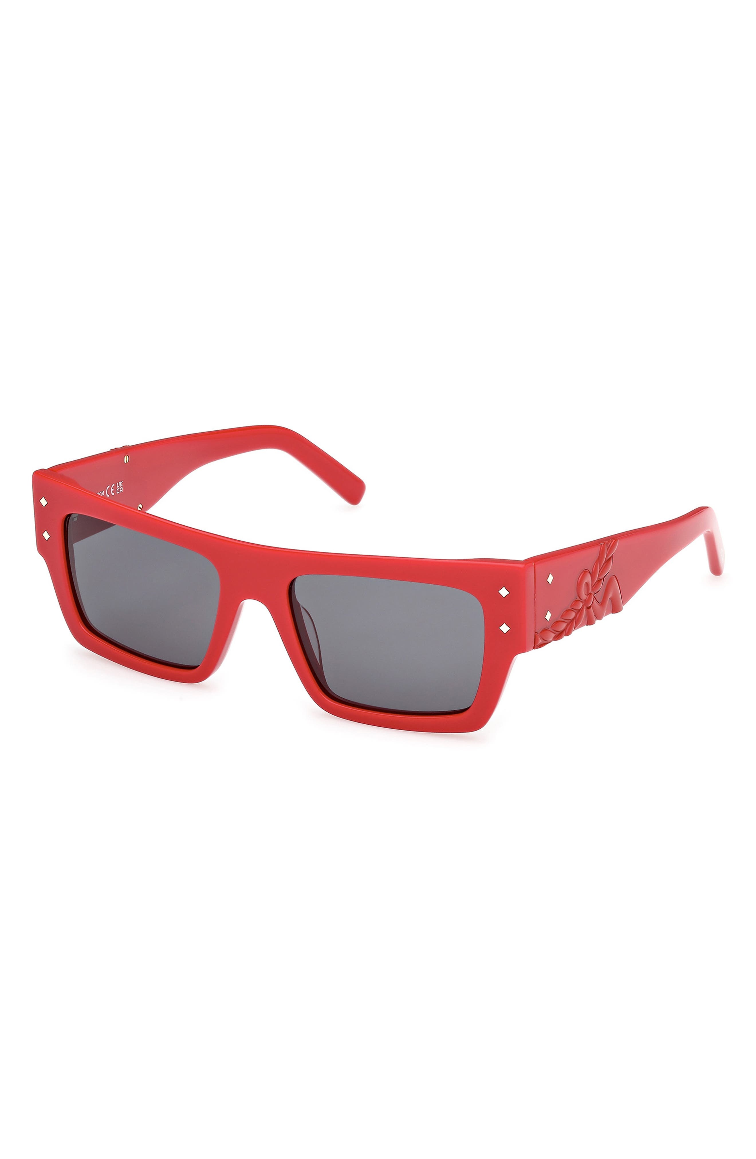 MCM 53mm Navigator Sunglasses in Shiny Red /Smoke at Nordstrom - 2