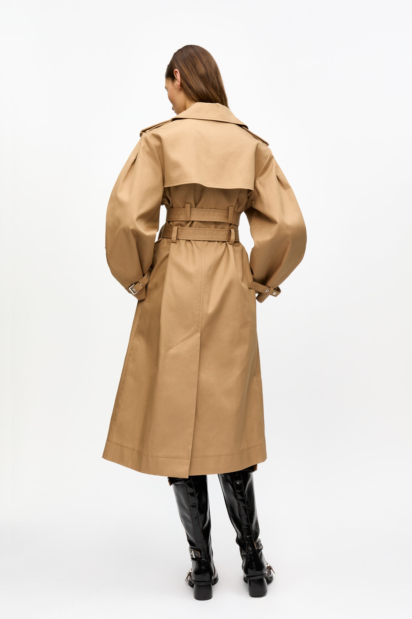 CAMEL BONDED COTTON TRENCH COAT - 3