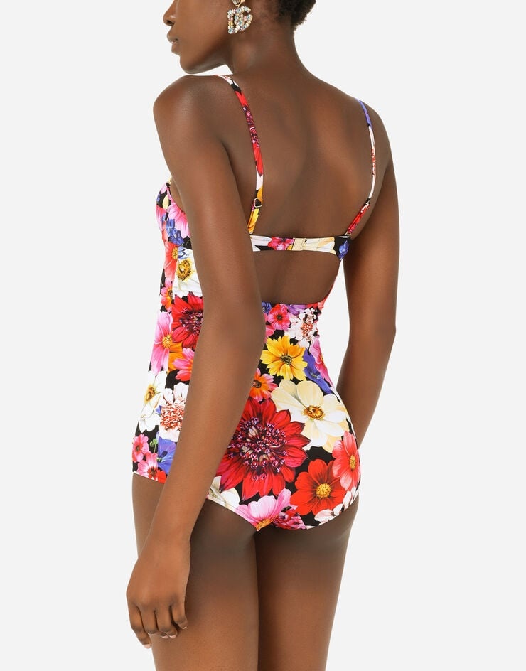 Garden-print one-piece balconette swimsuit - 5