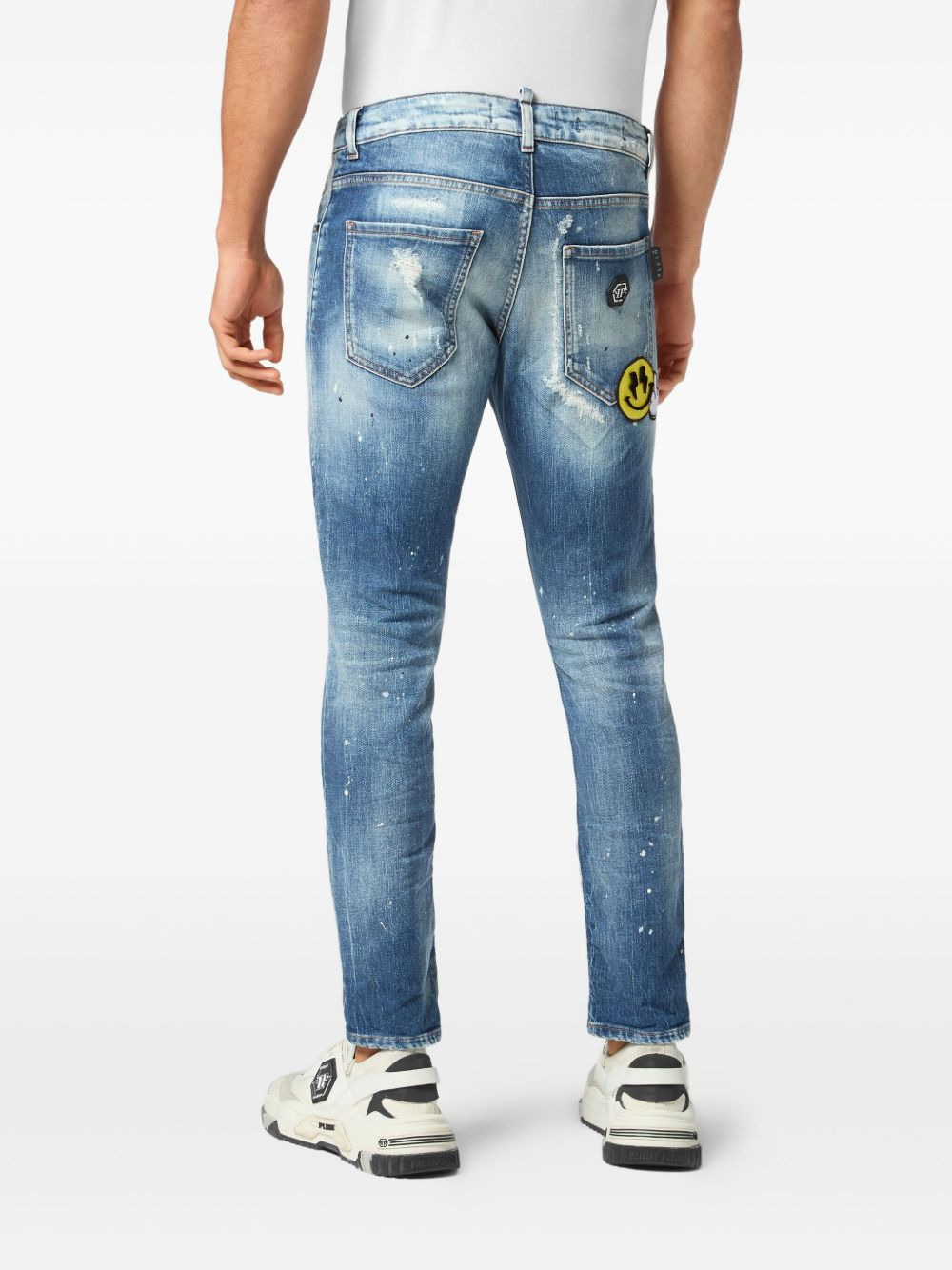 paint-splatter distressed jeans - 3