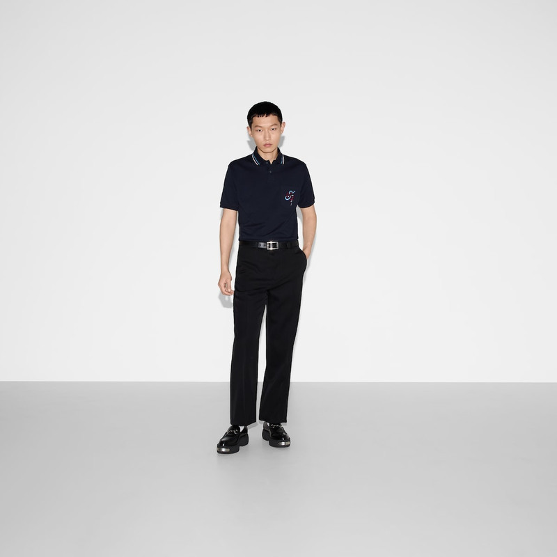 GUCCI Embroidered stretch cotton polo shirt outlook