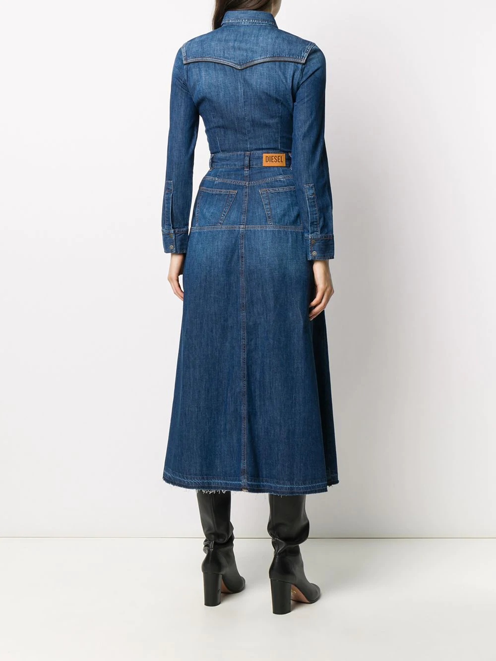 denim mid-length dress - 4