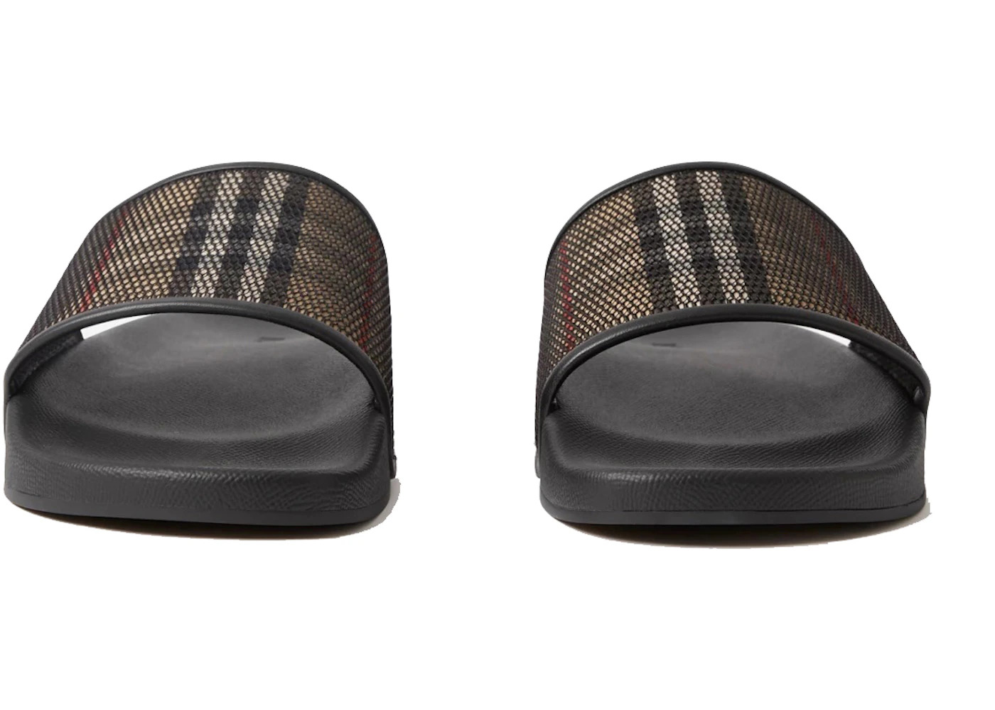 Burberry Check Cotton Mesh Slides Black - 2