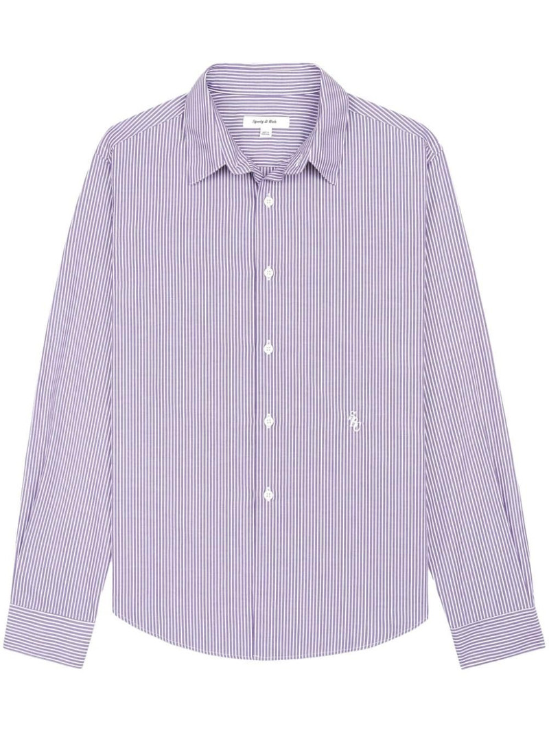 logo-embroidered striped cotton shirt 1