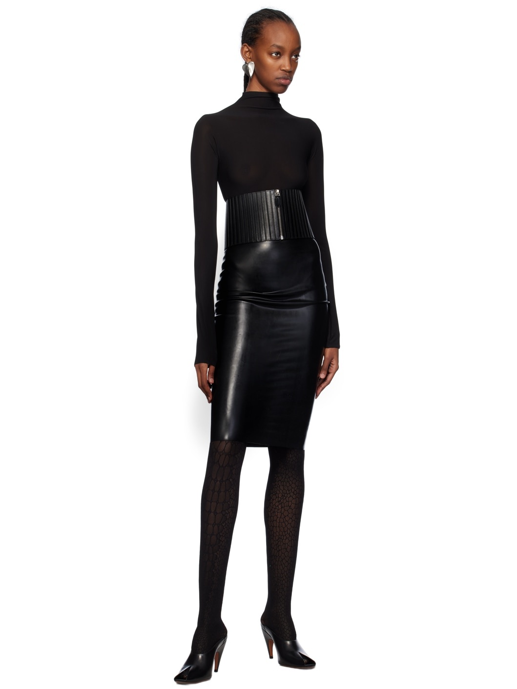 Black High Neck Bodysuit - 4