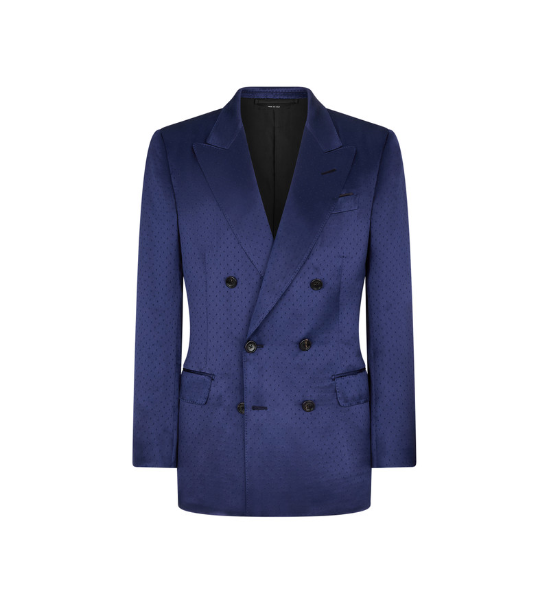 SILK VISCOSE SATIN POLKA DOT JACQUARD JACKET 1
