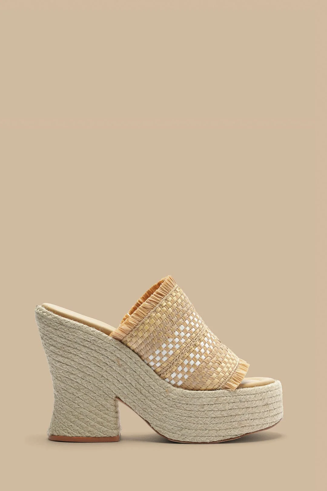 Natural Weaved Raffia Platform Sandal - 1