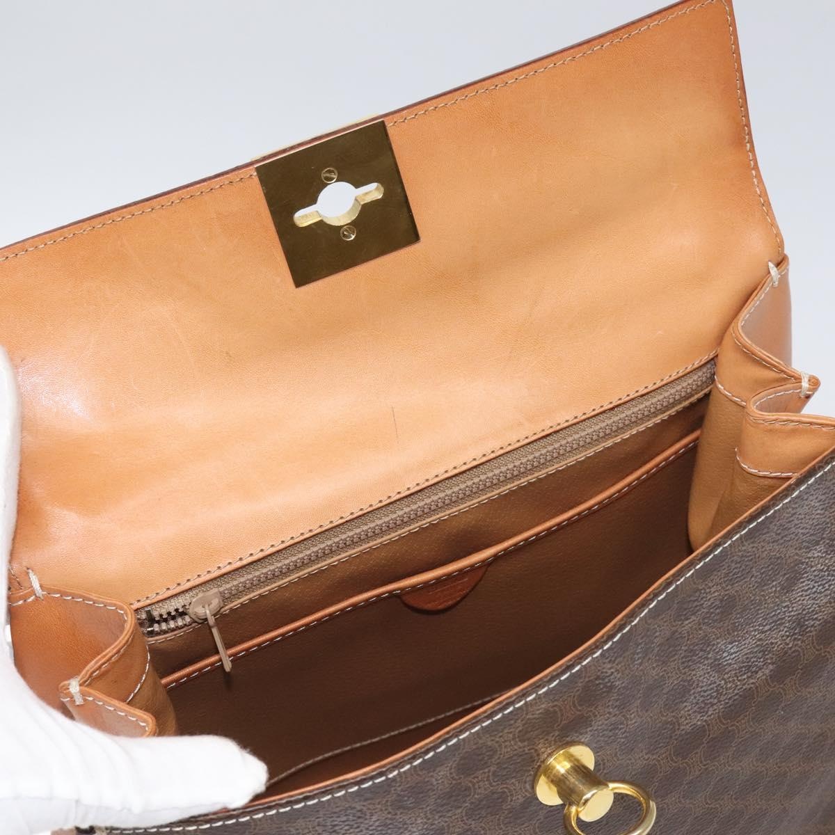 CELINE Macadam Canvas Hand Bag Pvc Brown Gold - 9