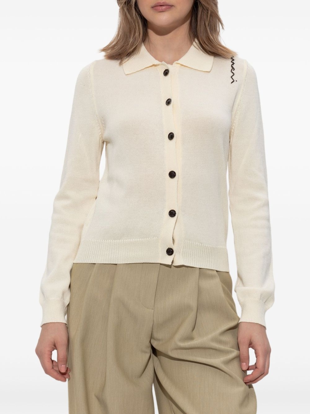 logo-embroidered cardigan - 3