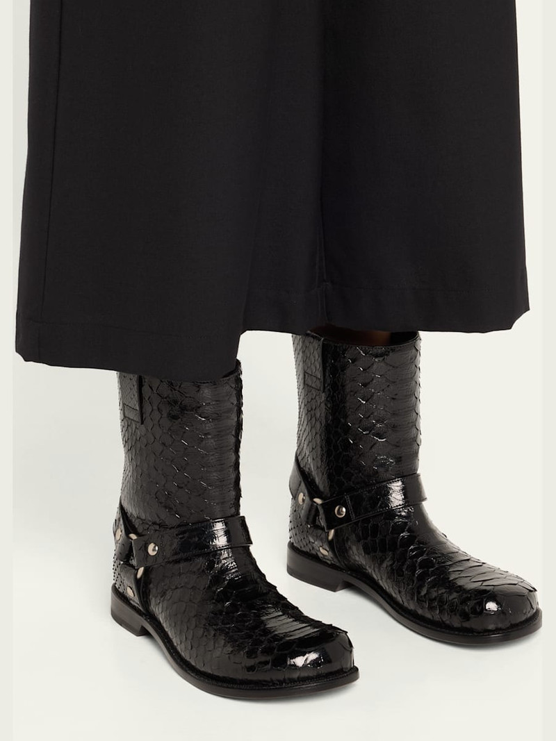 Loewe Campo Python Harness Biker Booties outlook