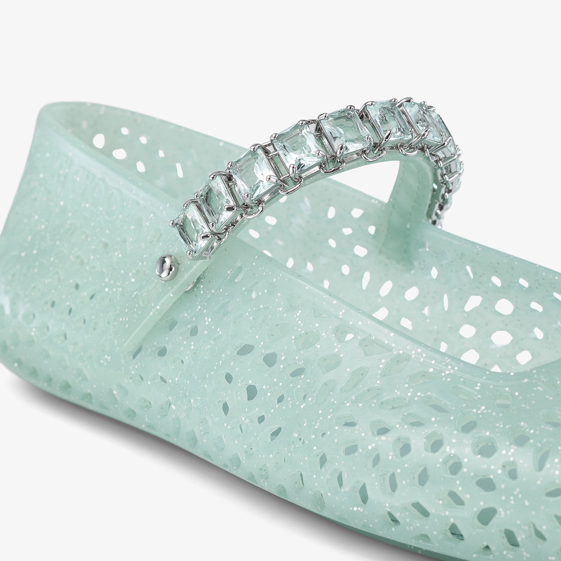 The Jelly
Light Verde Jelly Ballerina Flats with Crystal Embellishment - 4