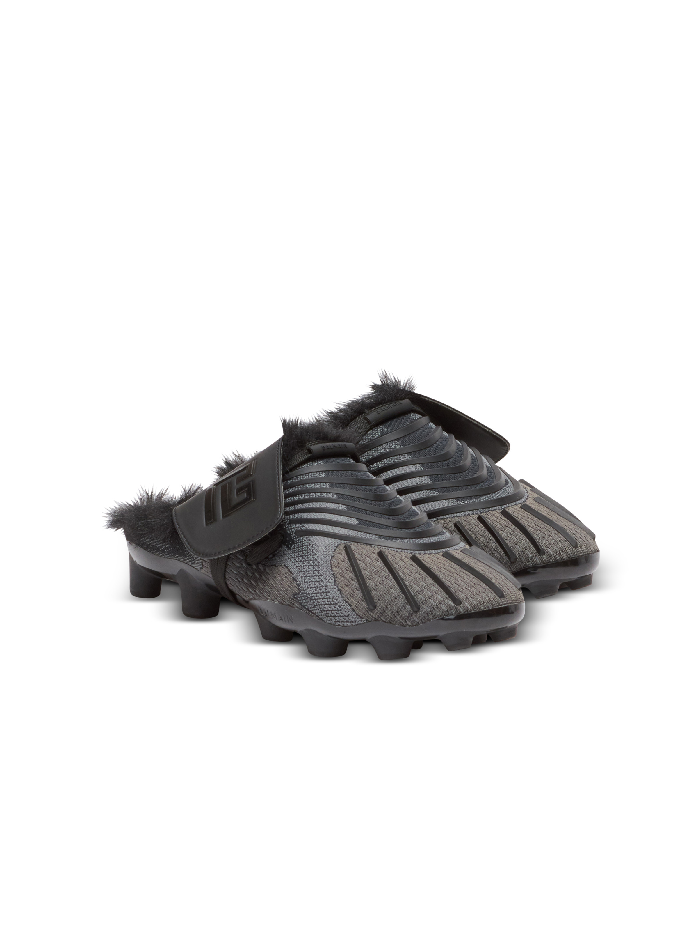 Half Time faux fur-lined mules with technical fabrics - 2