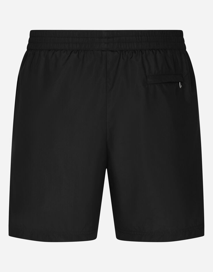 Mid-length swim trunks with logo tag - 2