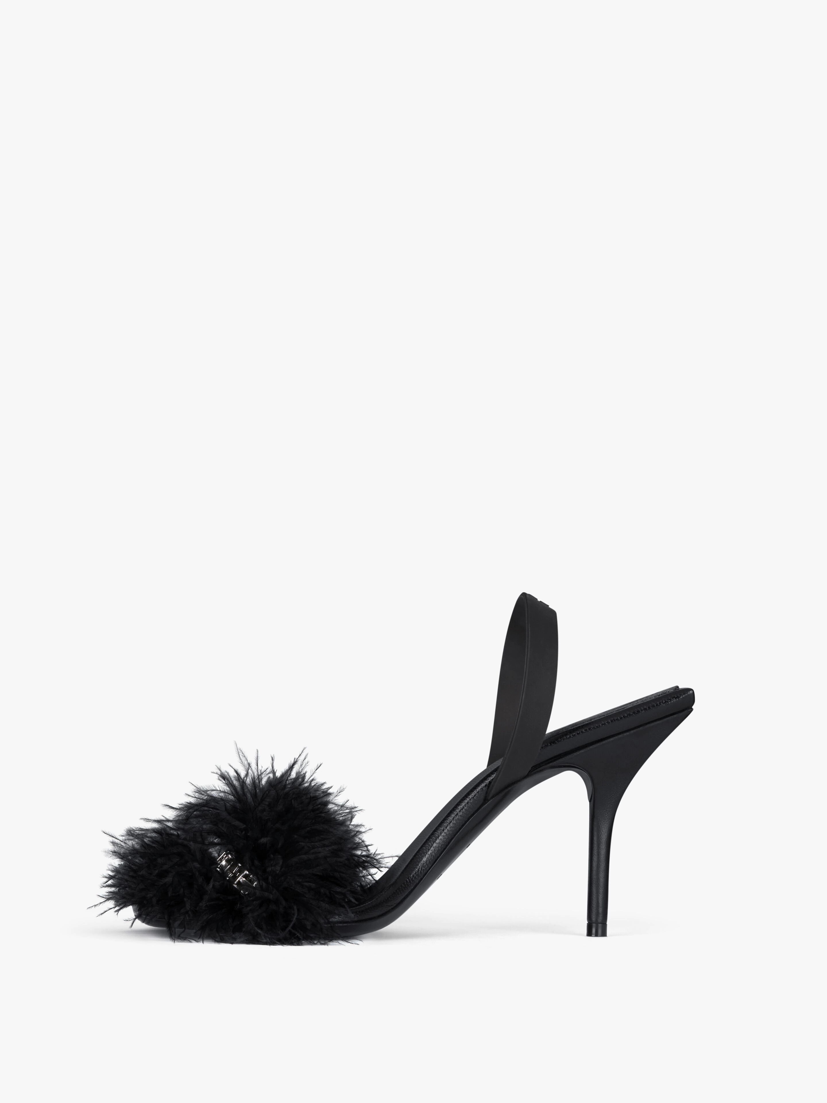 G WOVEN SANDALS IN FEATHERS AND LEATHER - 3