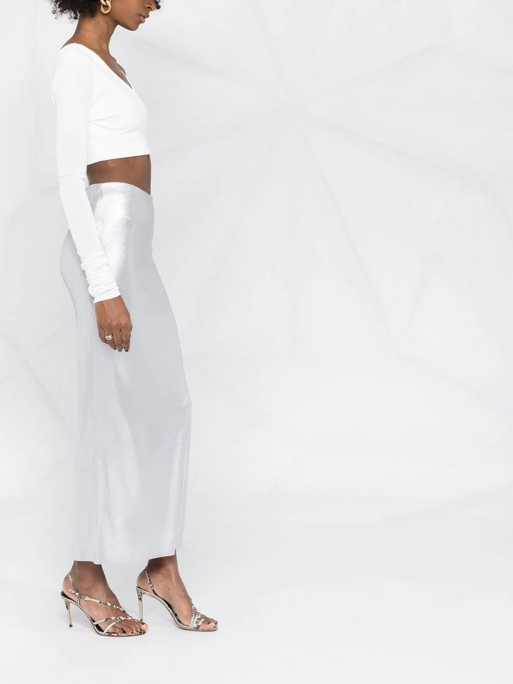 metallic high-waist skirt - 6