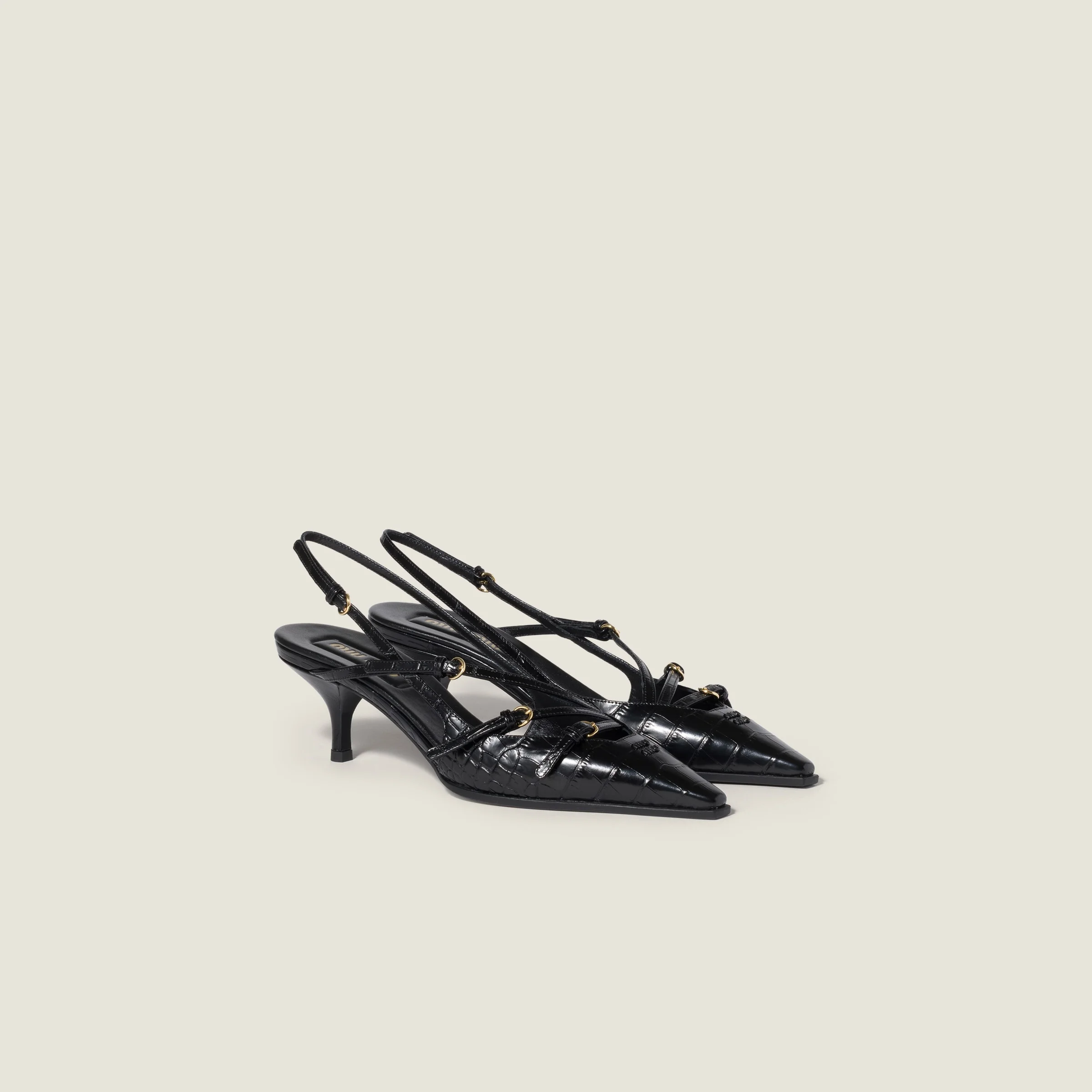 Croco-print slingback pumps - 1