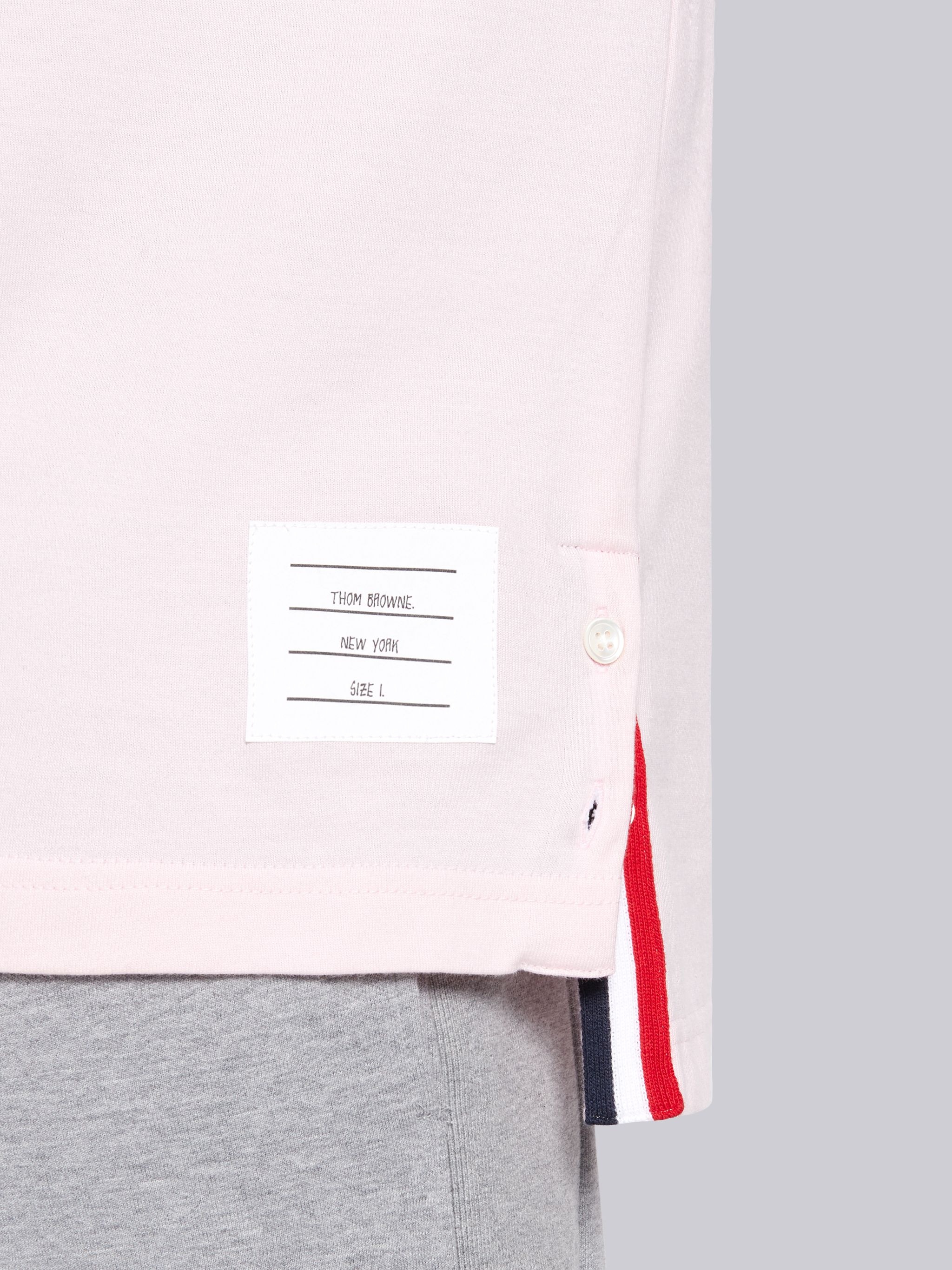 Light Pink Cotton Jersey Long Sleeve Tonal 4-Bar Rugby T-shirt - 6