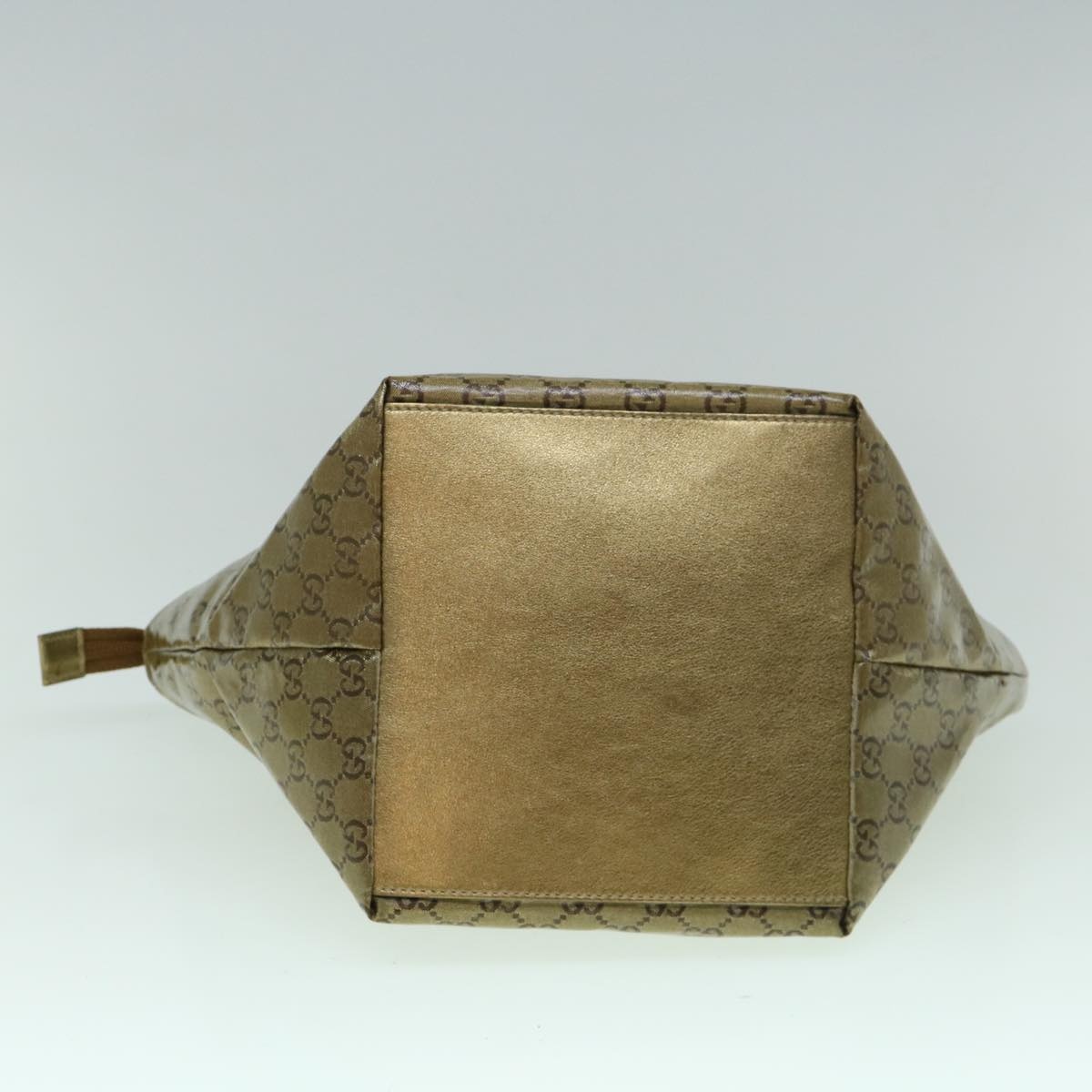GUCCI GG Crystal Sherry Line Tote Bag Gold Tone Brown Gray - 9