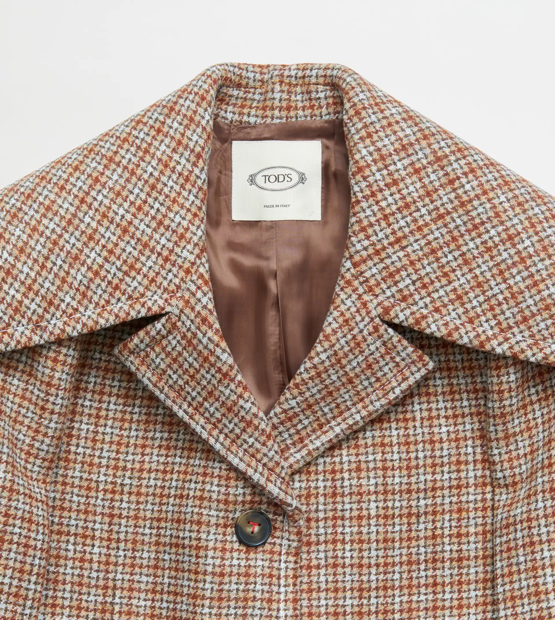 WOOL COAT - BROWN, LIGHT BLUE - 6