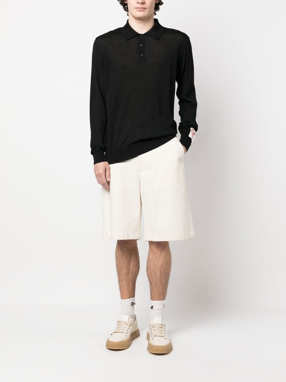 long-sleeve knitted polo shirt - 2