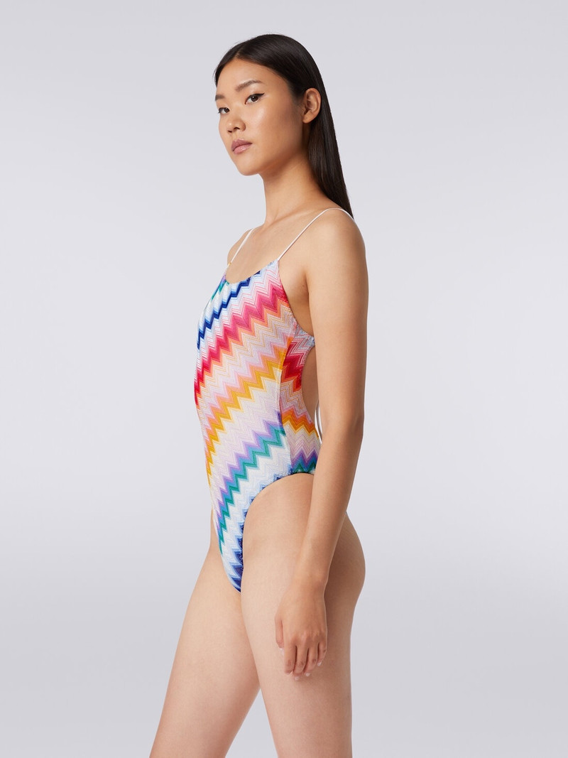 Zigzag one-piece swimming costume with lurex 3