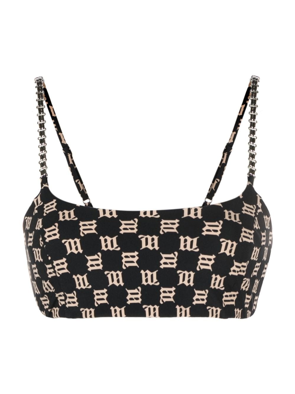 chain-embellished monogram bra top - 1