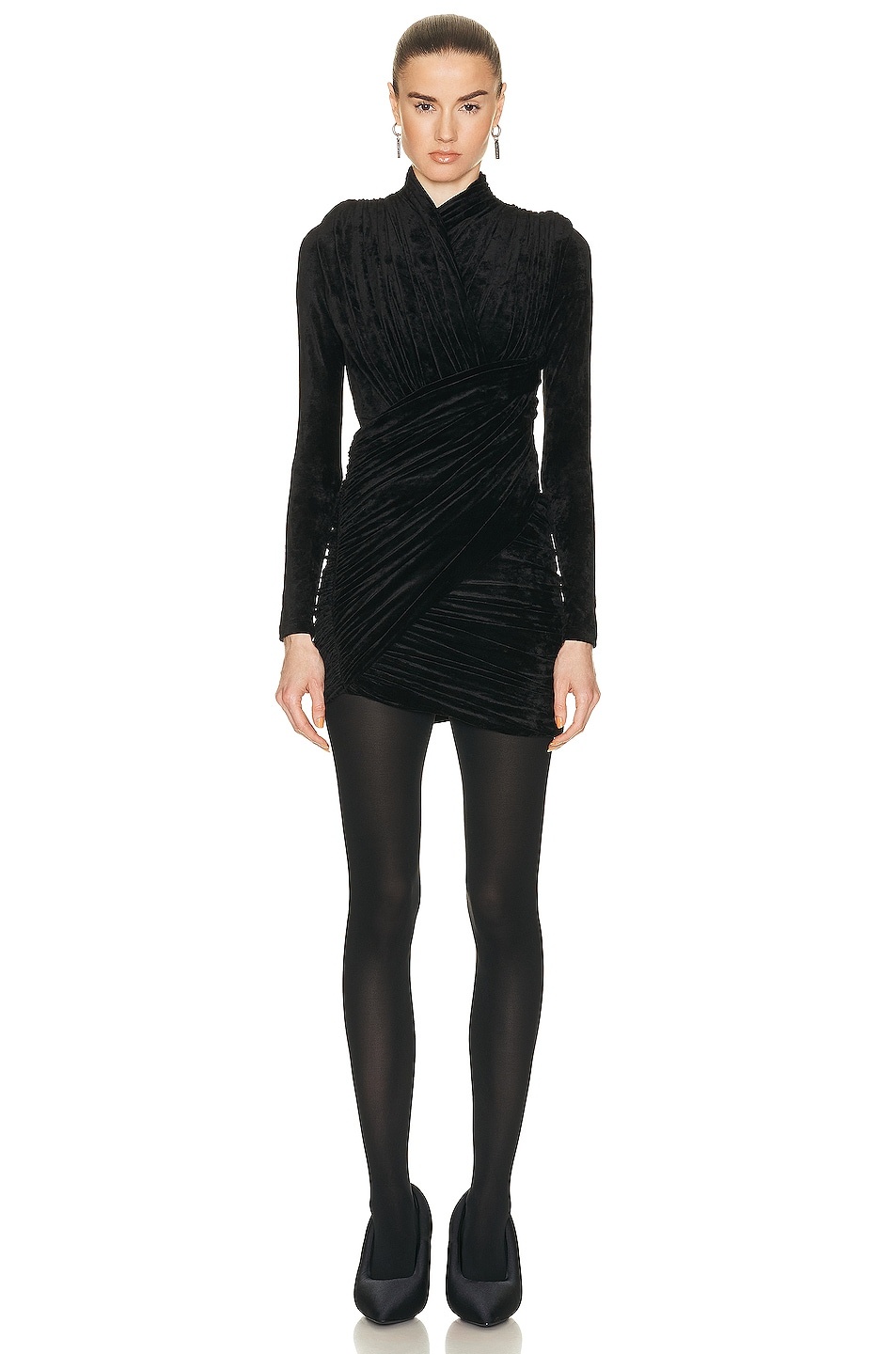 ワンピース BALENCIAGA Draped mini dress Balenciaga Draped Glittered Mini Dress | Black | FARFETCH JO