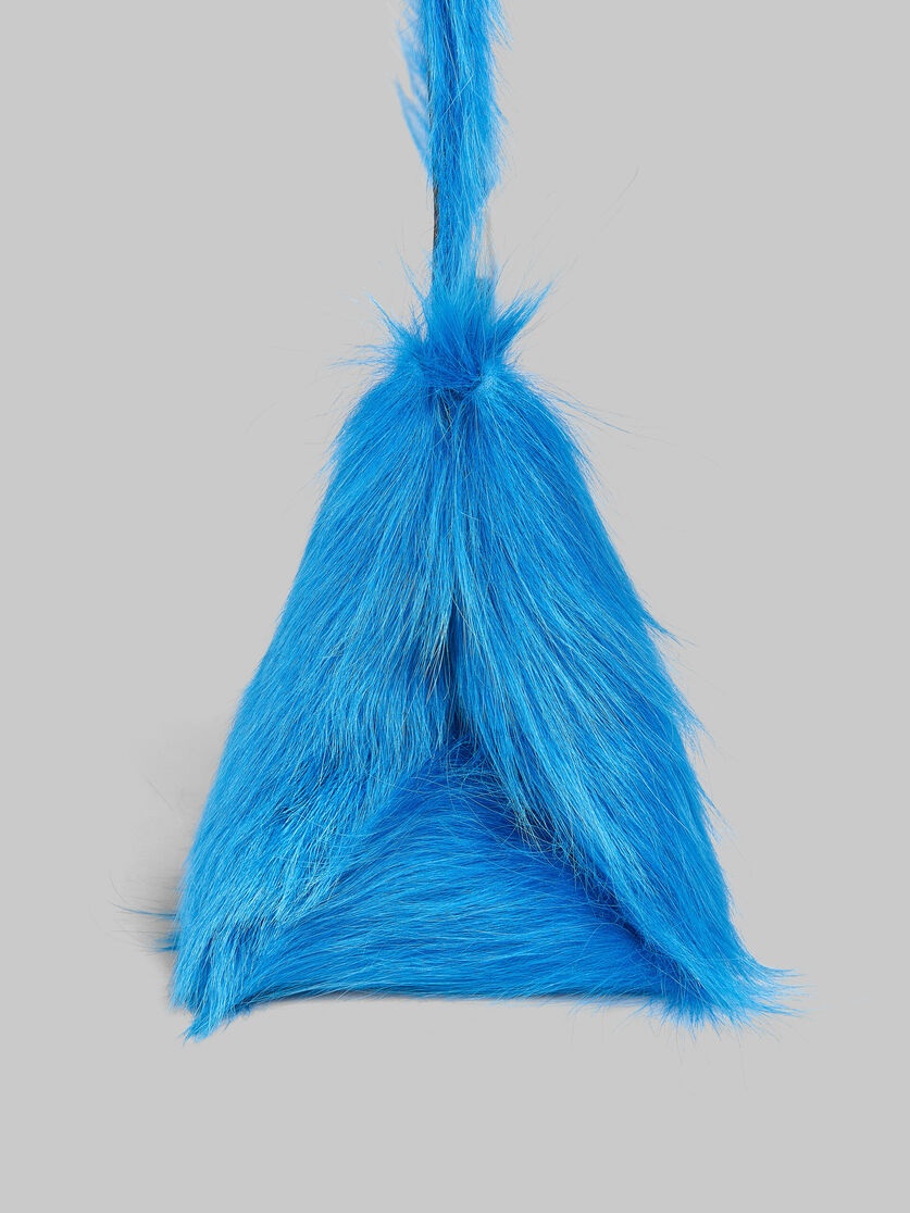 BLUE LONG-HAIR CALFSKIN PRISMA TRIANGLE CROSSBODY BAG - 5