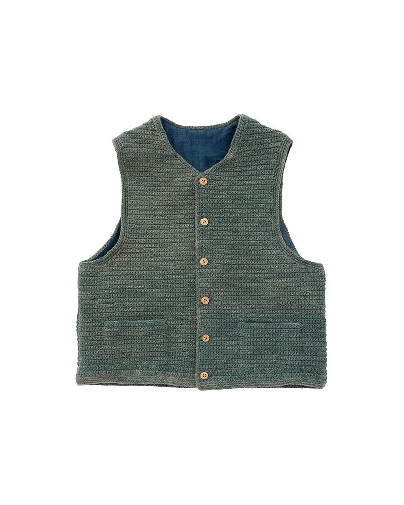 CROCHET KNIT VEST (N.D.) LT.GREEN 1