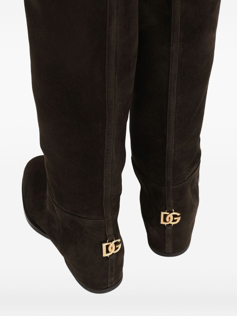 logo-plaque suede boots - 4