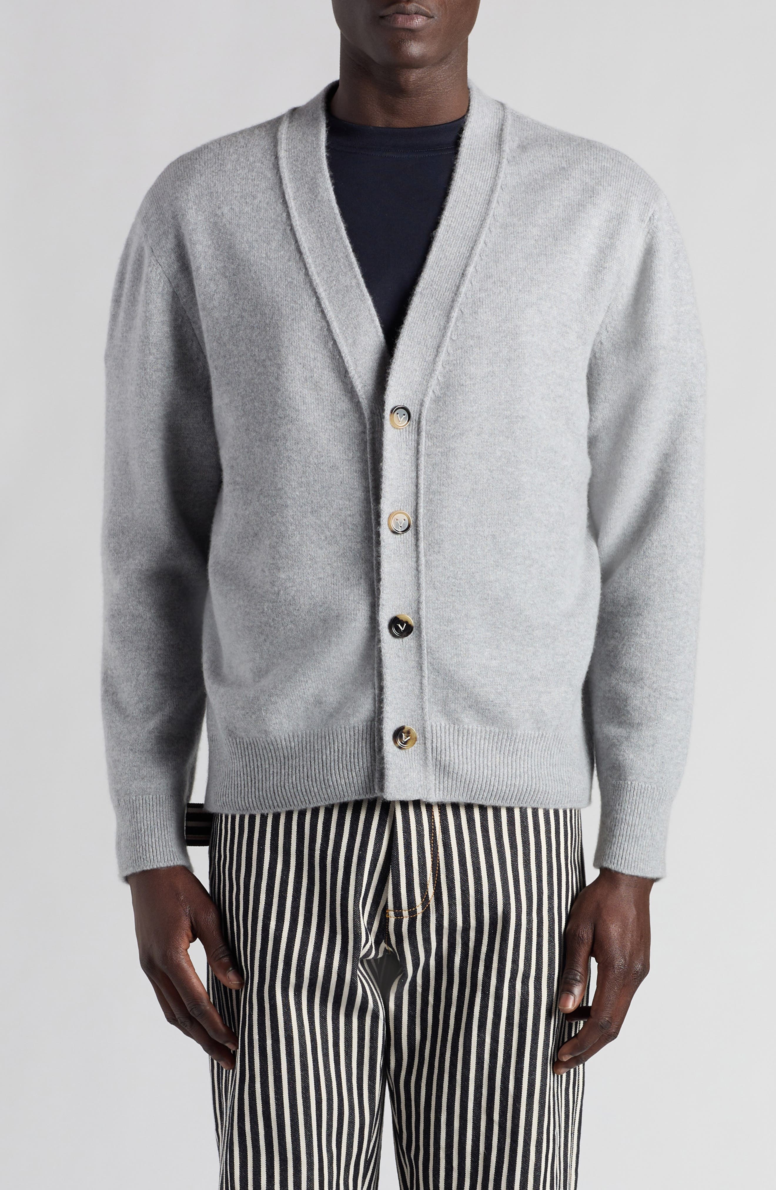 Intrecciato Patch Cashmere Blend Cardigan - 1